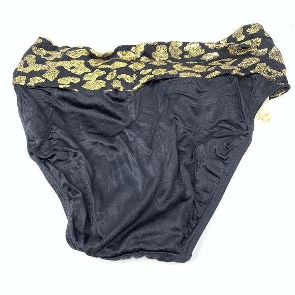 VTG Pierre Cardin Women's Sz 12 Leopard Print Hi Waist Bikini Bottom Gold/Black - Picture 2 of 5